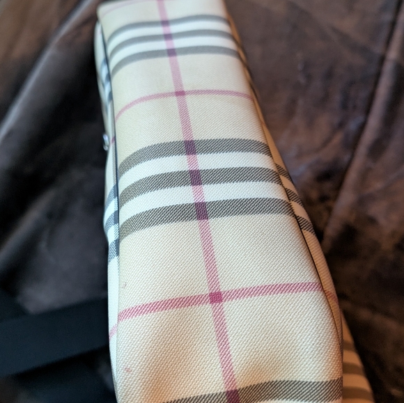 Burberry Prince of Gale Checkered Bag Canvas & Black Leather Trim Excellent! - Picture 9 of 17